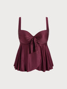 Women Knitted Polyester Tankini Tops Burgundy Sustainable Plus Size Tankinis - BERLOOK