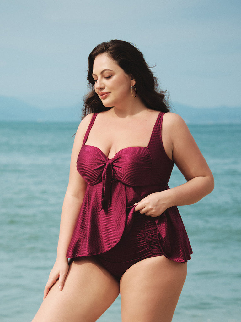 Women Knitted Polyester Tankini Tops Sustainable Plus Size Tankinis - BERLOOK