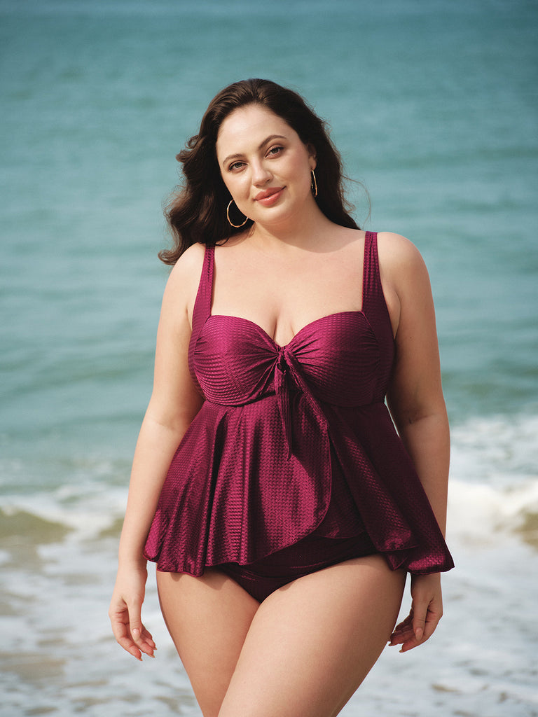 Women Knitted Polyester Tankini Tops Sustainable Plus Size Tankinis - BERLOOK