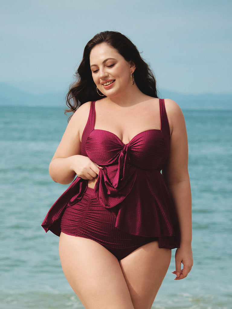Women Knitted Polyester Tankini Tops Sustainable Plus Size Tankinis - BERLOOK