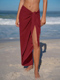 Women  knitted Rayon Cover-ups Wine Red Sustainable Cover-ups - BERLOOK