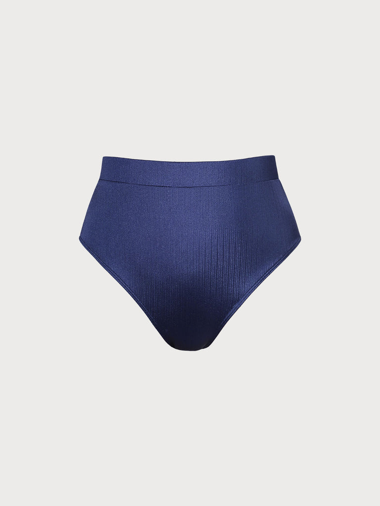 Women Knitted Spandex nylon blend Bikini Bottoms Navy Sustainable Plus Size Bikinis - BERLOOK