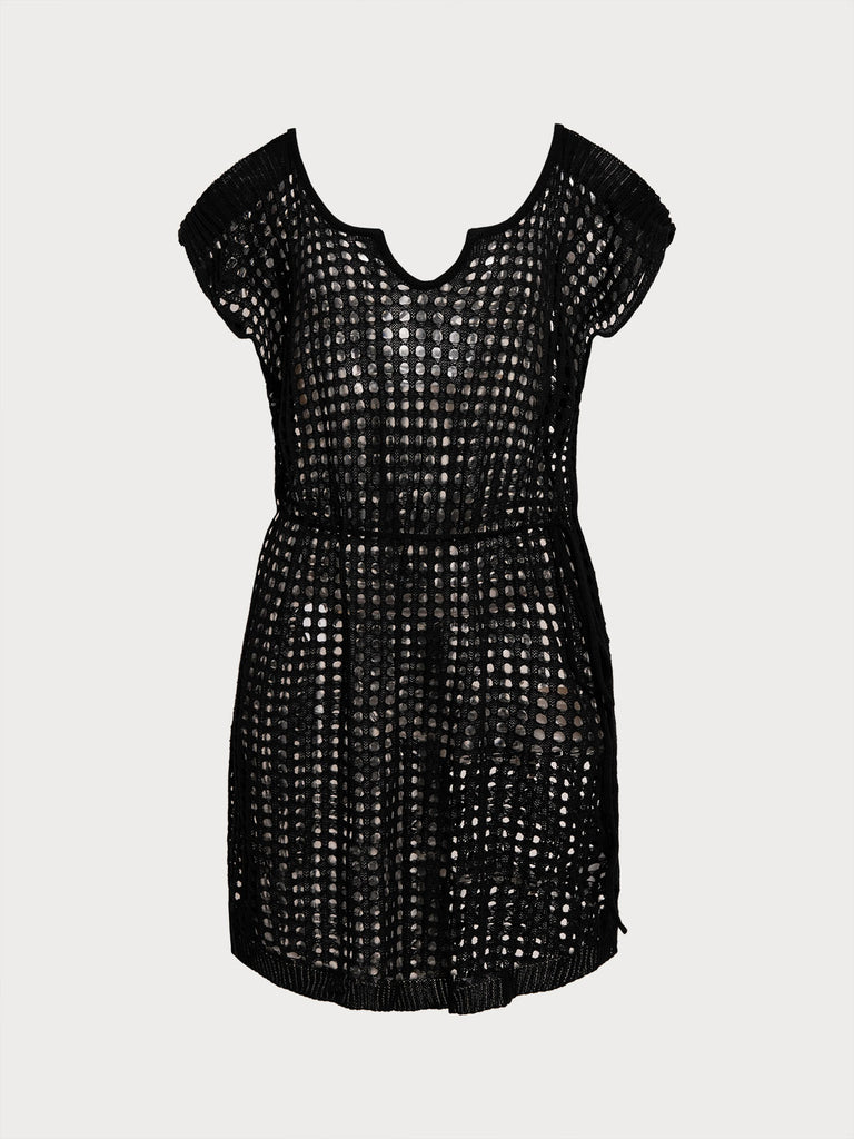 Women Knitted Viscose blended Cover ups Black Sustainable Plus Size Cover-ups - BERLOOK