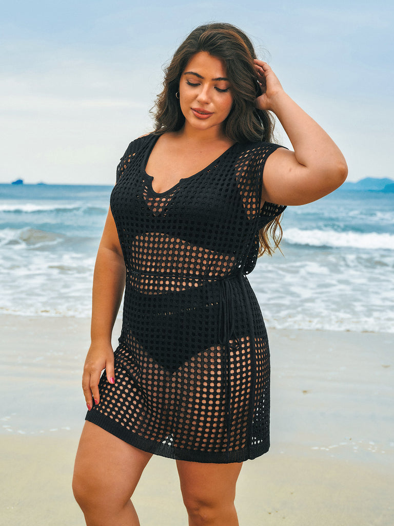 Women Knitted Viscose blended Cover ups Sustainable Plus Size Cover-ups - BERLOOK