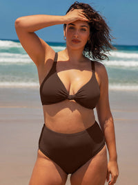 Women Plus Size Knitted Nylon Bikini Tops Sustainable Plus Size Bikinis - BERLOOK