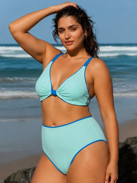Women Plus Size Knitted Nylon Bikini Tops Sustainable Plus Size Bikinis - BERLOOK