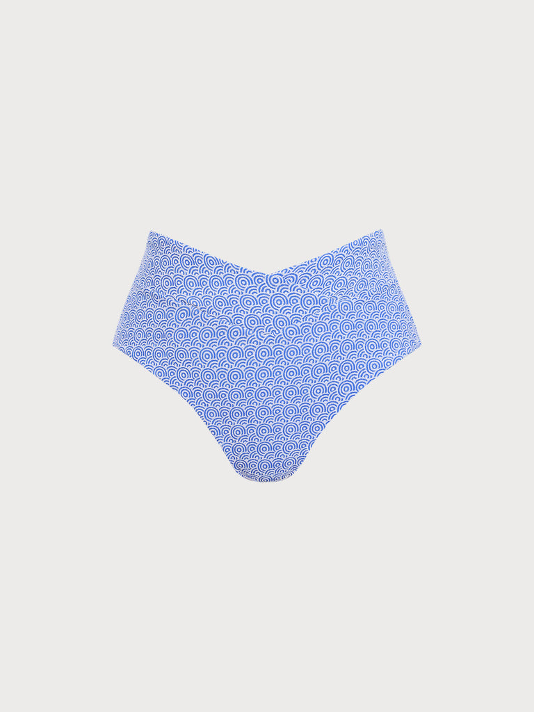 Women Woven Polyester Blended Bikini Bottoms Blue Sustainable Plus Size Bikinis - BERLOOK