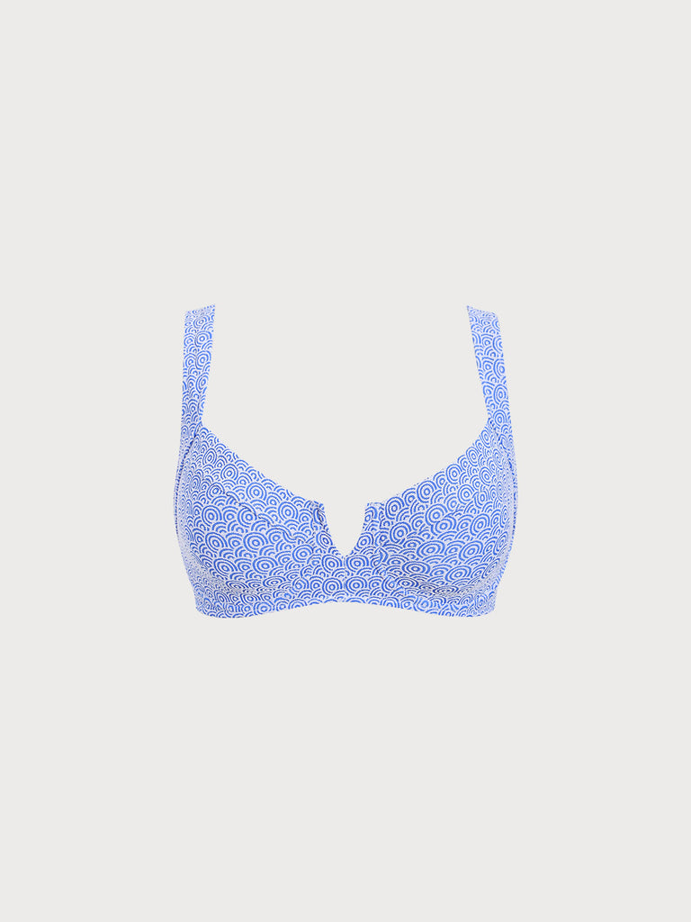 Women Woven Polyester Blended Bikini Tops Blue Sustainable Plus Size Bikinis - BERLOOK