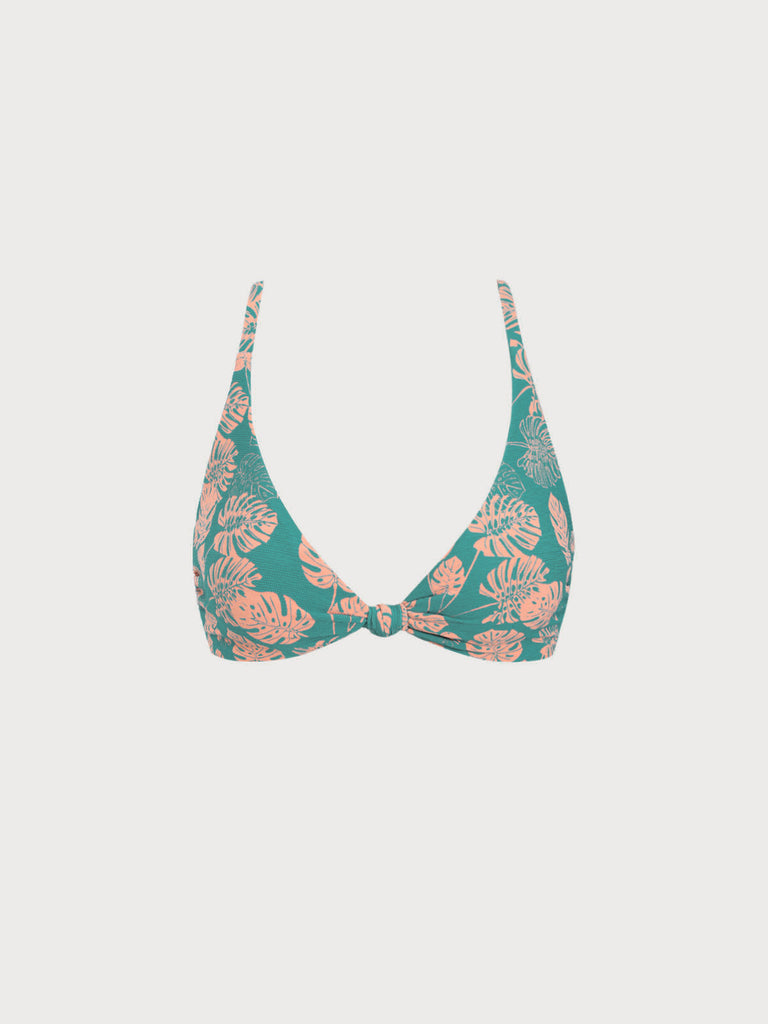 Women Woven Polyester  Blended Bikini Tops Green Sustainable Bikinis - BERLOOK
