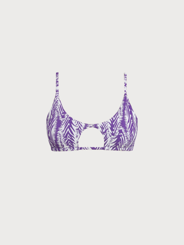Women Woven Polyester Blended Bikini Tops Purple Sustainable Bikinis - BERLOOK