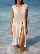Women'S Knitted Acrylic Blended Cover-ups Beige Sustainable Cover-ups - BERLOOK