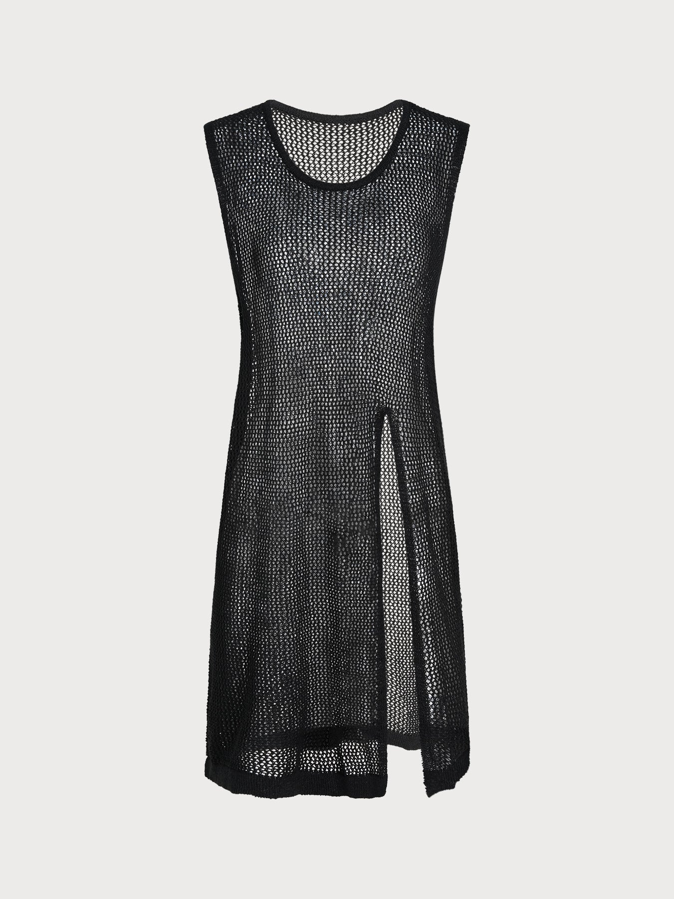 Black Round Neck Cover-up Dress & Reviews - Black