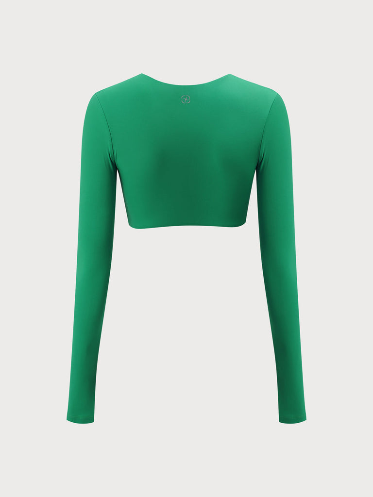 Women'S Knitted Lycra Twist Yoga Long Sleeve Top Sustainable Yoga Tops - BERLOOK
