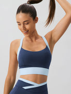 Women'S Knitted Nylon Contrast Color Yoga Sports Bra Sustainable Yoga Tops - BERLOOK