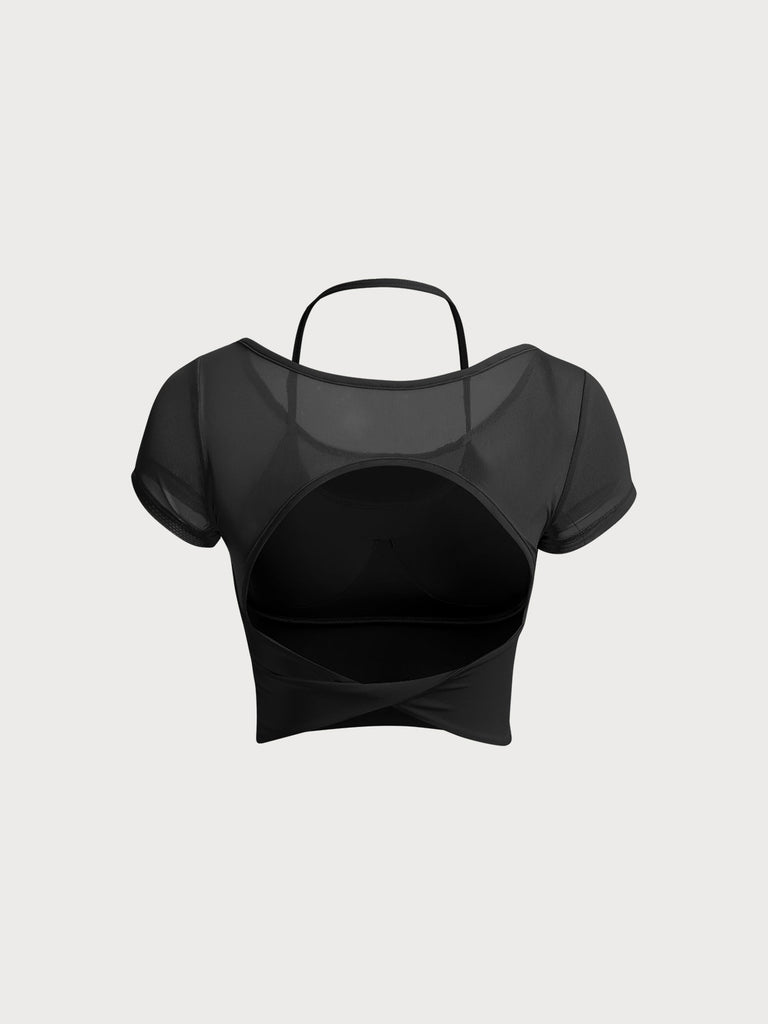 Women'S Knitted Nylon Yoga Short Sleeve Tops Sustainable Yoga Tops - BERLOOK