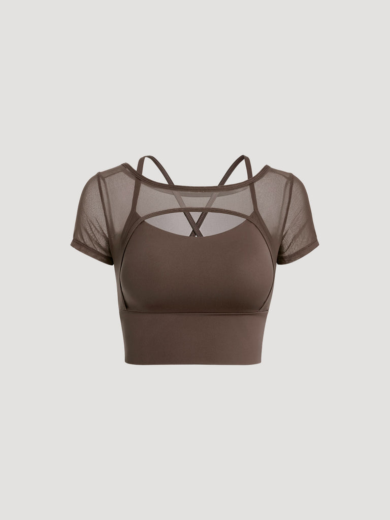 Women'S Knitted Nylon Yoga Short Sleeve Tops Sustainable Yoga Tops - BERLOOK
