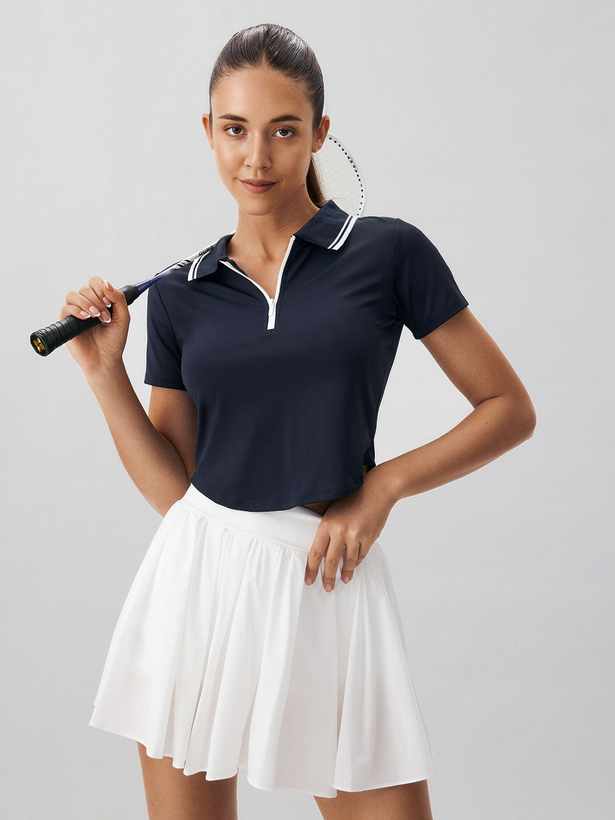 Navy Collar Short Sleeve Top Reviews Navy Sustainable Yoga