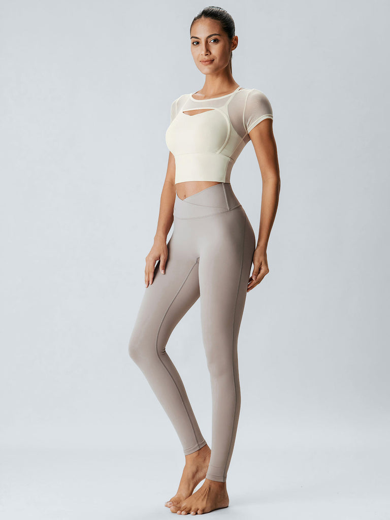 Women'S Knitted Nylon Yoga Short Sleeve Tops Sustainable Yoga Tops - BERLOOK
