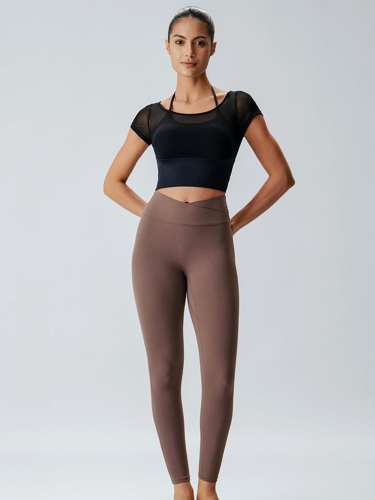 Women'S Knitted Nylon Yoga Short Sleeve Tops Sustainable Yoga Tops - BERLOOK