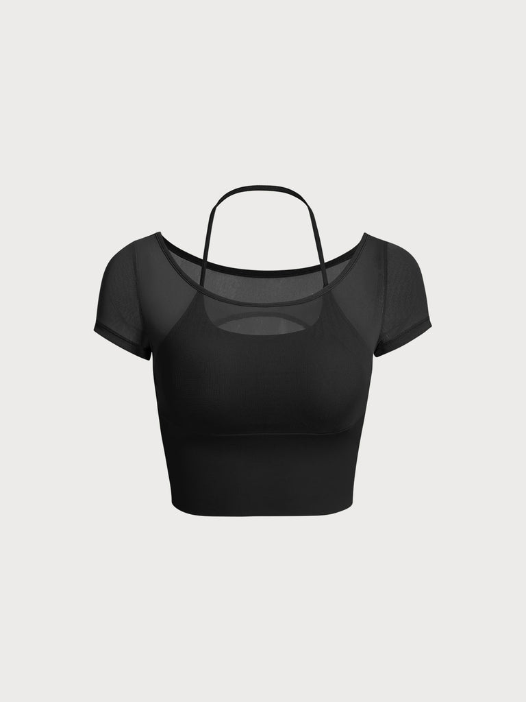 Women'S Knitted Nylon Yoga Short Sleeve Tops Sustainable Yoga Tops - BERLOOK