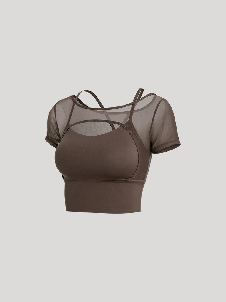 Women'S Knitted Nylon Yoga Short Sleeve Tops Sustainable Yoga Tops - BERLOOK