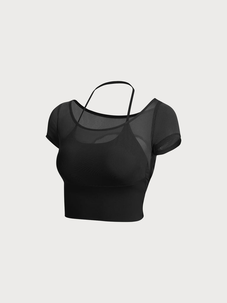 Women'S Knitted Nylon Yoga Short Sleeve Tops Sustainable Yoga Tops - BERLOOK