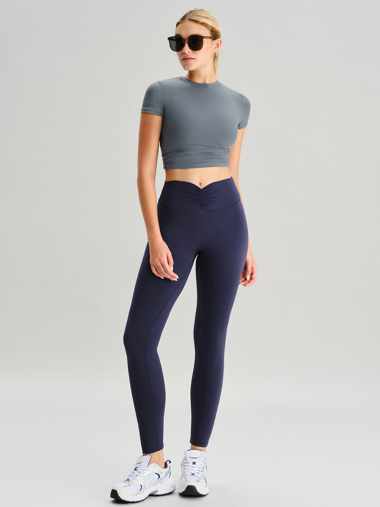 Women'S Knitted Nylon Yoga Short Sleeve Tops Sustainable Yoga Tops - BERLOOK