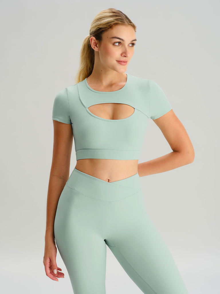 Women'S Knitted Nylon Yoga Short Sleeve Tops Sustainable Yoga Tops - BERLOOK