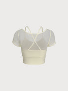 Women'S Knitted Nylon Yoga Short Sleeve Tops Sustainable Yoga Tops - BERLOOK