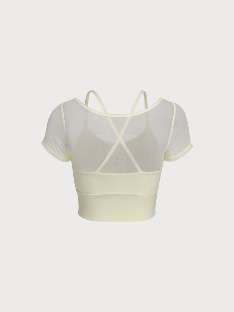 Women'S Knitted Nylon Yoga Short Sleeve Tops Sustainable Yoga Tops - BERLOOK