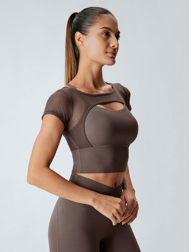 Women'S Knitted Nylon Yoga Short Sleeve Tops Sustainable Yoga Tops - BERLOOK
