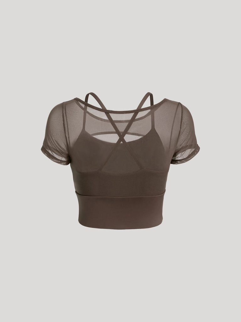 Women'S Knitted Nylon Yoga Short Sleeve Tops Sustainable Yoga Tops - BERLOOK