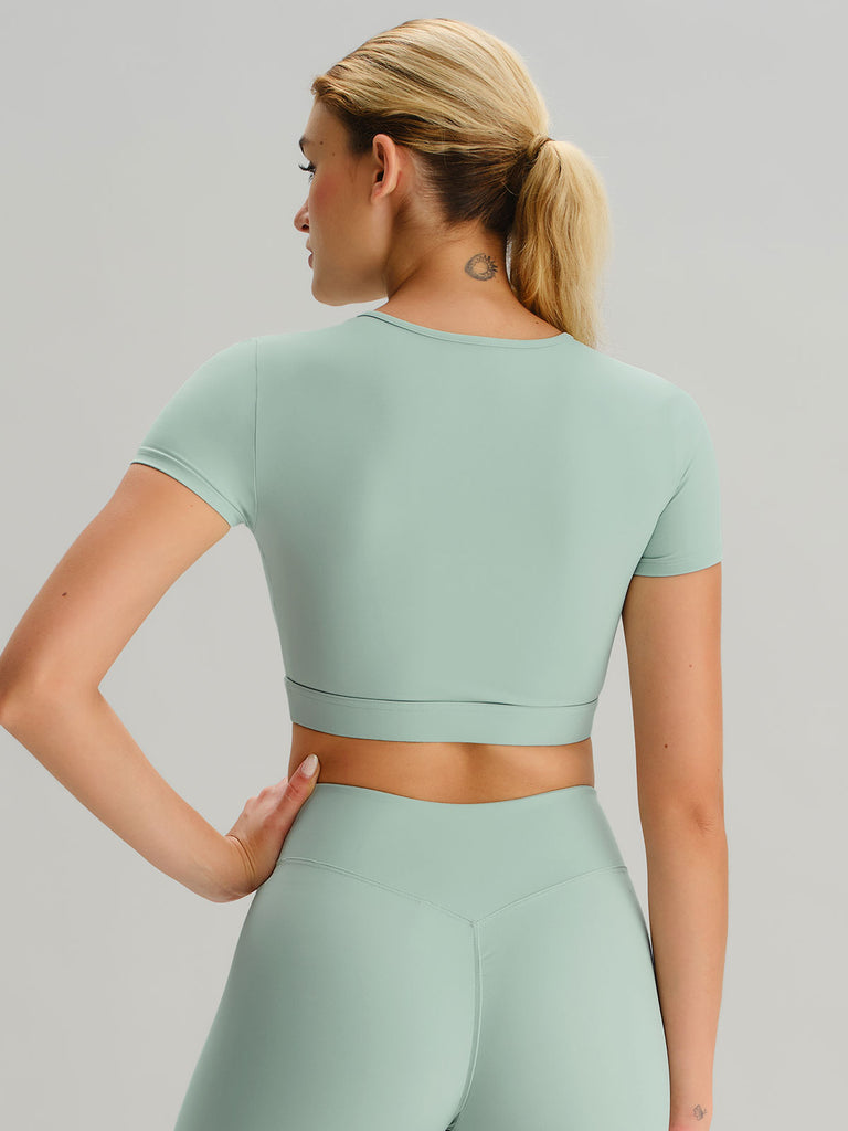 Women'S Knitted Nylon Yoga Short Sleeve Tops Sustainable Yoga Tops - BERLOOK