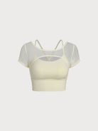 Women'S Knitted Nylon Yoga Short Sleeve Tops Sustainable Yoga Tops - BERLOOK