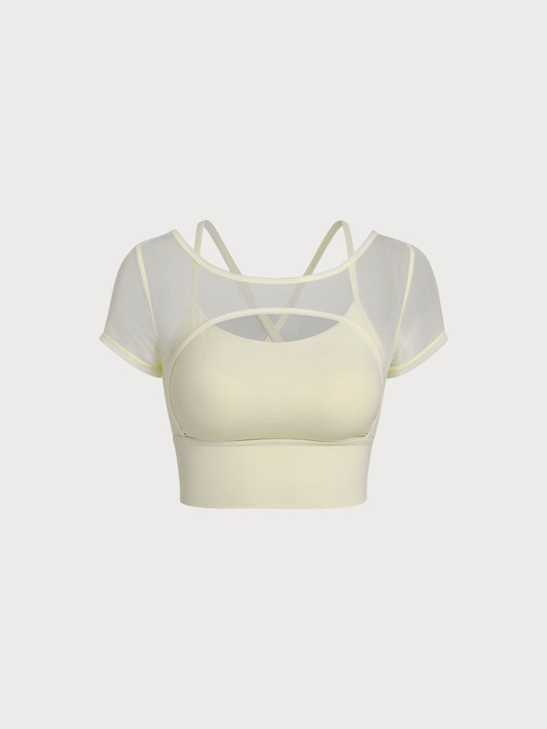 Women'S Knitted Nylon Yoga Short Sleeve Tops Sustainable Yoga Tops - BERLOOK