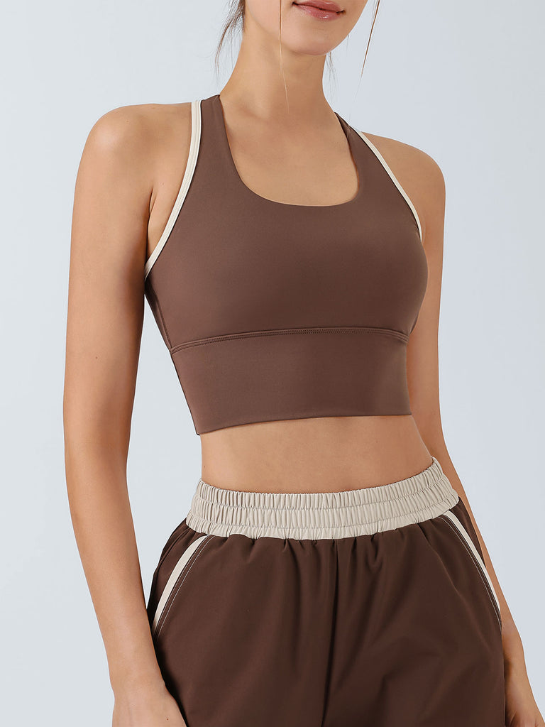 Women'S Knitted Nylon Yoga Tank Tops Coffee Sustainable Yoga Tops - BERLOOK