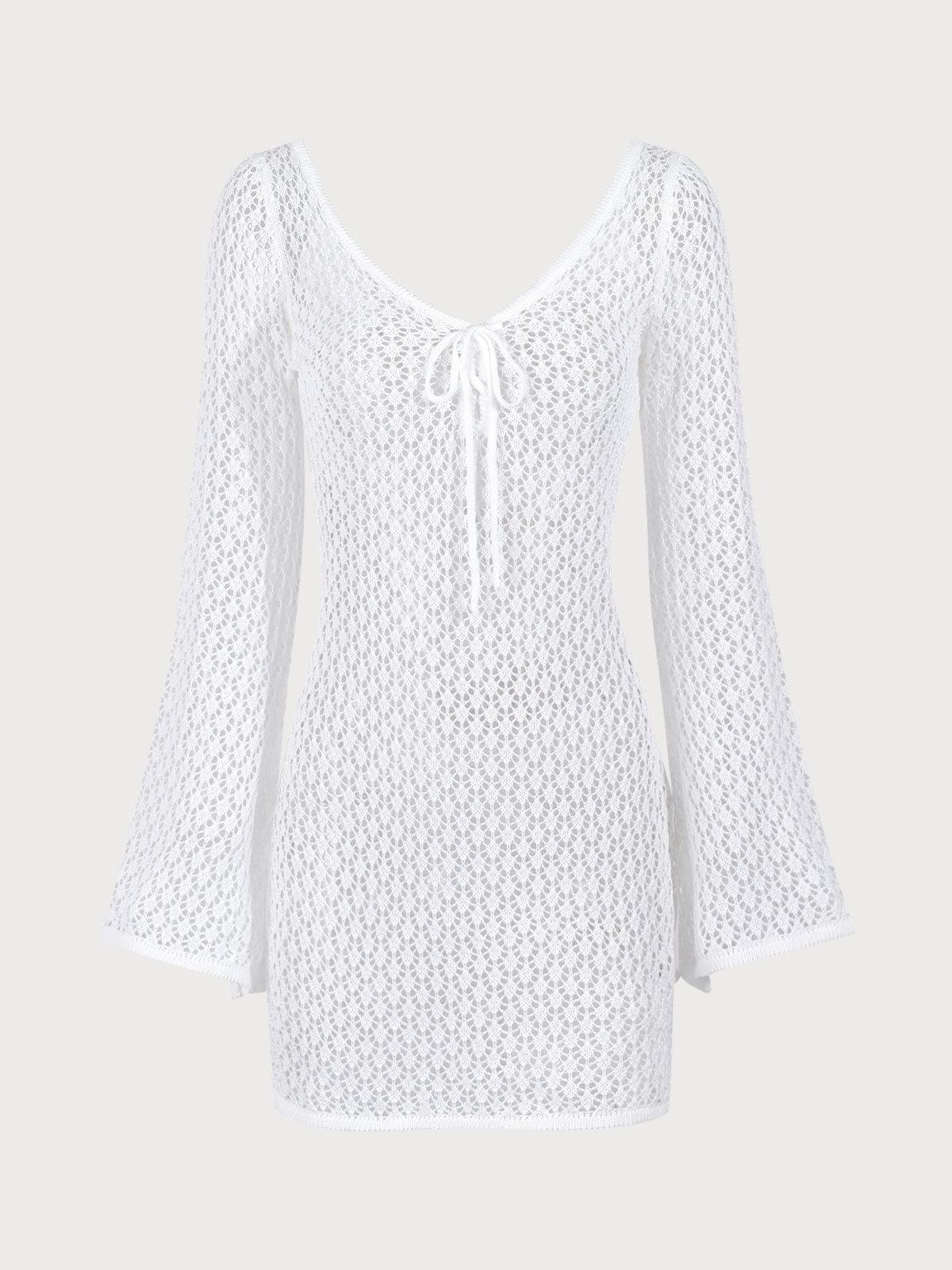 Women'S Knitted Polyester Crochet Mesh Skirt Blouse White Sustainable Cover-ups - BERLOOK