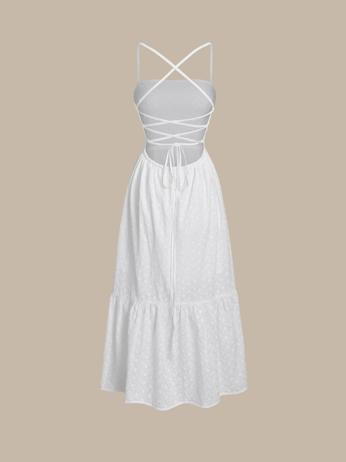 Cotton Backless Halter Beach Dress & Reviews - White - Sustainable Beach Dress | BERLOOK Cotton Backless Halter Beach Dress & Reviews - White - Sustainable Beach Dress | BERLOOK