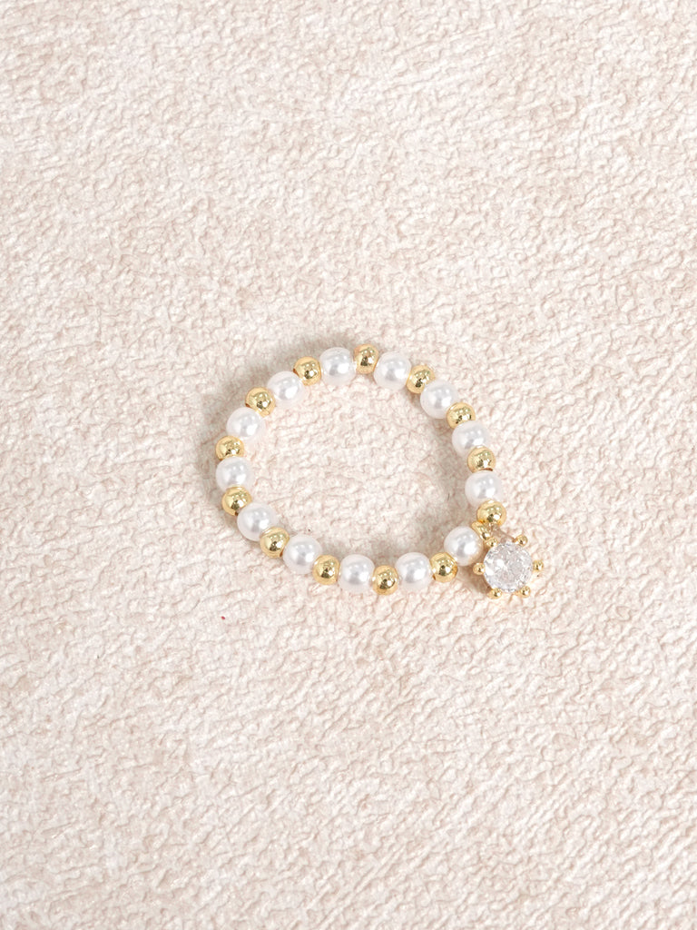 Women's Alloy Pearl Ring Sustainable Rings - BERLOOK