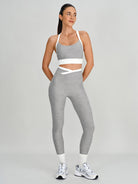 Women's Color-Block Knitted Nylon Yoga Sports Bra Sustainable Yoga Tops - BERLOOK