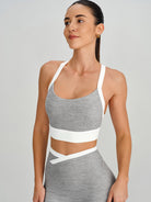 Women's Color-Block Knitted Nylon Yoga Sports Bra Sustainable Yoga Tops - BERLOOK