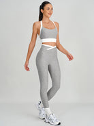 Women's Color-Block Knitted Nylon Yoga Sports Bra Sustainable Yoga Tops - BERLOOK