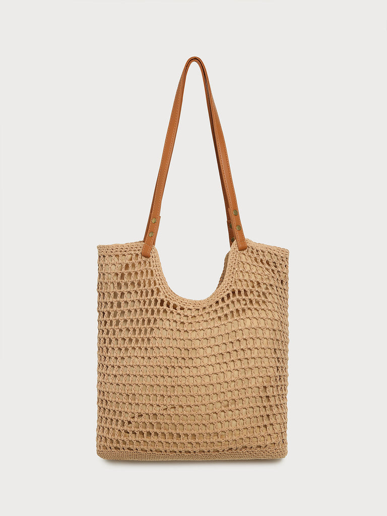 Women's Cotton Rope Woven Bag Khaki Sustainable Bags - BERLOOK