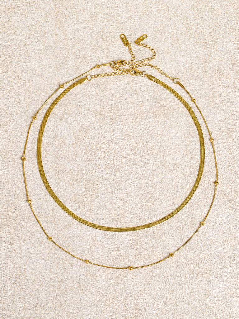 Women's Gold Titanium Steel Double Layer Necklace Gold Sustainable Necklaces - BERLOOK