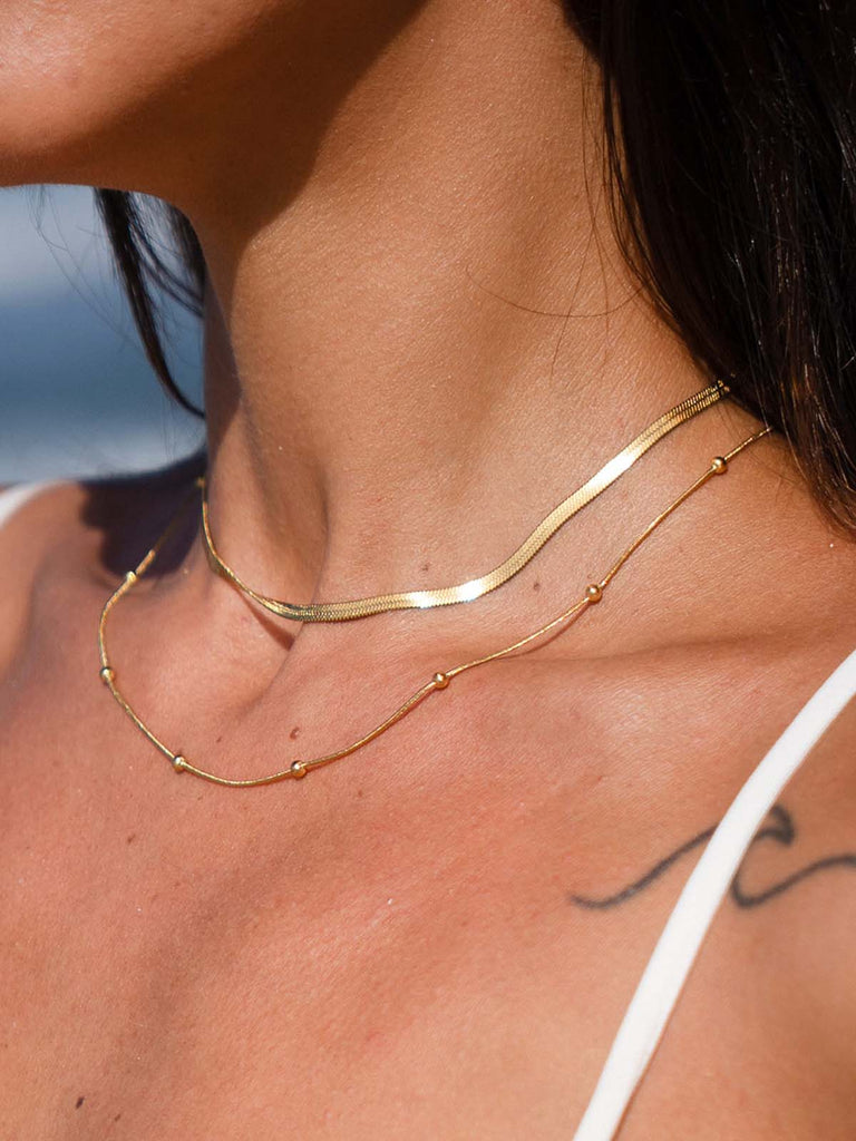 Women's Gold Titanium Steel Double Layer Necklace Sustainable Necklaces - BERLOOK