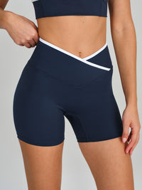 Women's Knit Nylon Athletic Shorts Navy Sustainable Yoga Bottoms - BERLOOK