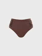 Women's Knit Nylon Bikini Bottoms Dark Coffee Sustainable Plus Size Bikinis - BERLOOK