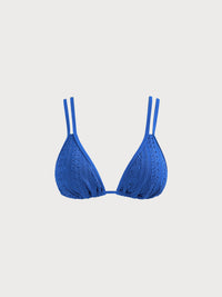 Women's Knit Nylon Bikini Top Blue Sustainable Bikinis - BERLOOK