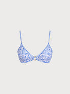 Women's Knit Nylon Bikini Top Blue Sustainable Bikinis - BERLOOK