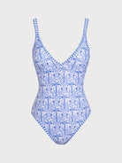 Women's Knit Nylon One-Piece Swimsuit Blue Sustainable One-Pieces - BERLOOK